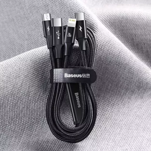 Baseus Rapid Series 3in1 USB-C - USB-C / Lightning / micro USB cable 20W PD 1.5m - green 18