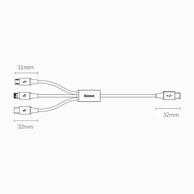 Baseus Rapid Series 3in1 USB-C - USB-C / Lightning / micro USB cable 20W PD 1.5m - green 19