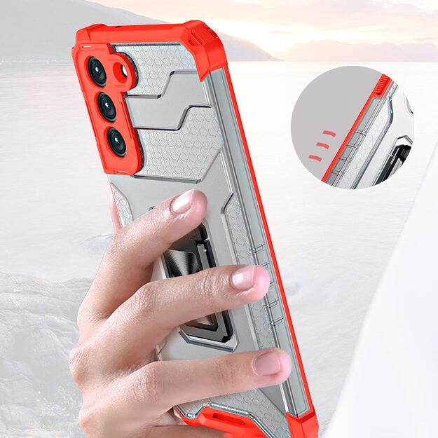 Crystal Ring Case tough hybrid cover + magnetic holder for Samsung Galaxy S22 + (S22 Plus) red 16