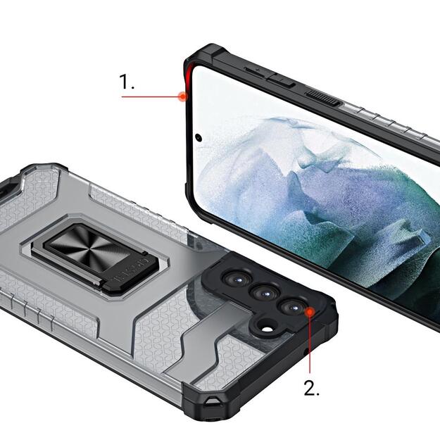 Crystal Ring Case tough hybrid cover + magnetic holder for Samsung Galaxy S22 + (S22 Plus) red 13