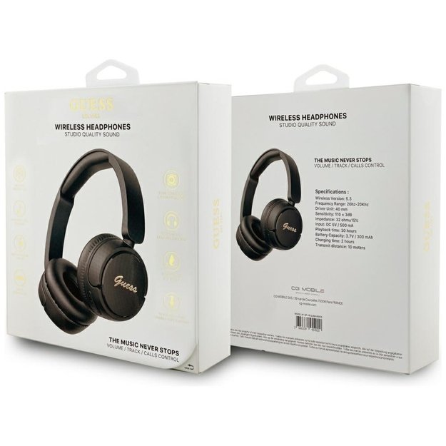 Guess Metal Logo Script Over-Ear Headphones - Black 3
