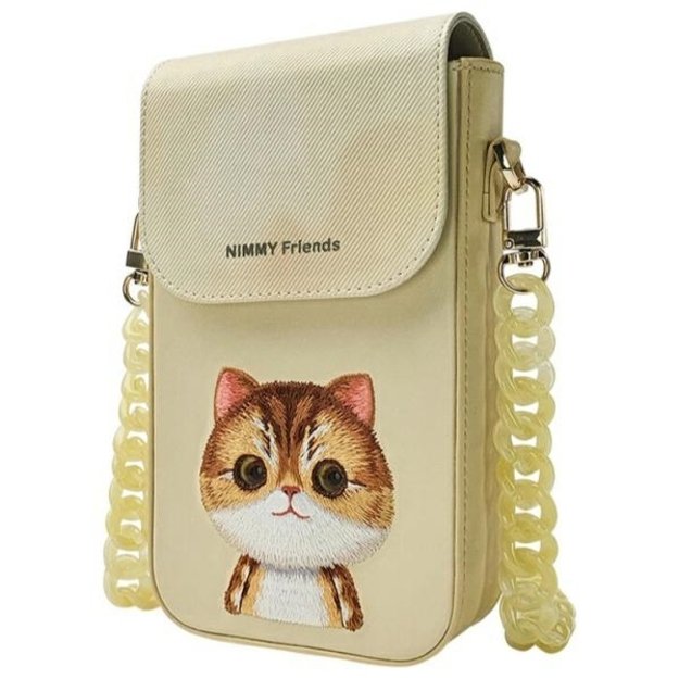 Nimmy Big Eyed Pet 2.0 Cat 3-in-1 Set: Phone Bag + Wallet + Tracker Case - Beige 4