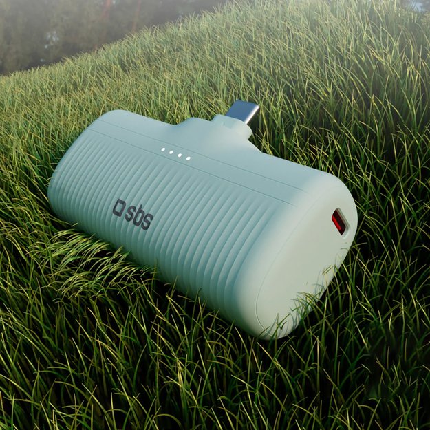 SBS EcoPower 5000 mAh 10W Powerbank with Built-in USB-C Port - Green 5