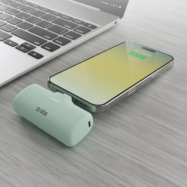 SBS EcoPower 5000 mAh 10W Powerbank with Built-in USB-C Port - Green 4