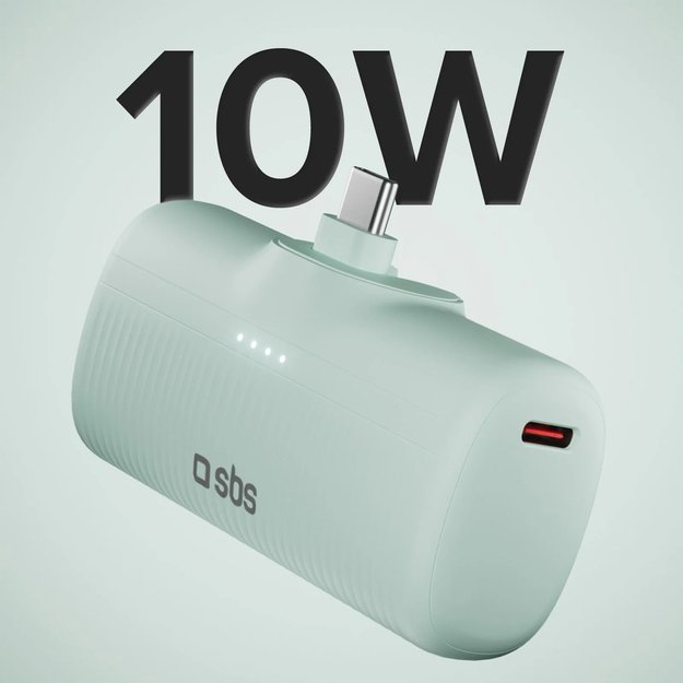SBS EcoPower 5000 mAh 10W Powerbank with Built-in USB-C Port - Green 1