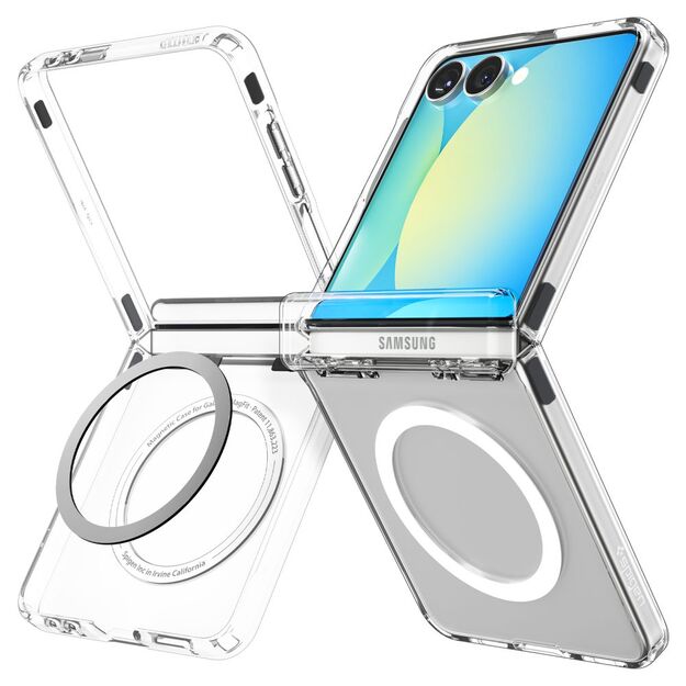 Spigen Ultra Hybrid Pro Mag MagSafe Case for Samsung Galaxy Z Flip 7 - Clear and White 1