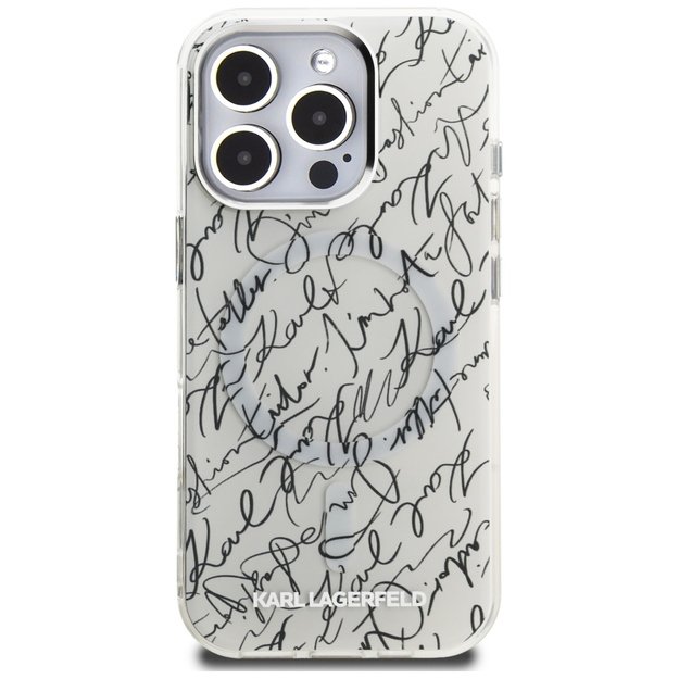 Karl Lagerfeld IML Karl Script Pattern MagSafe Case for iPhone 16 Pro - White 2