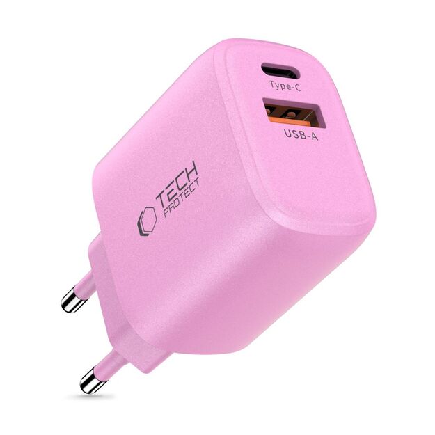 Tech-Protect NCA20 PD 20W QC3.0 USB-A / USB-C Wall Charger - Pink 1