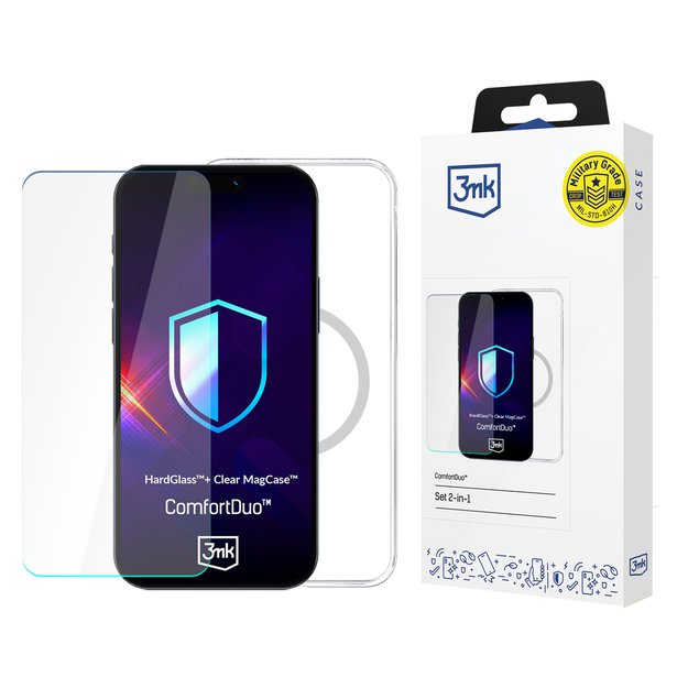 3mk ComfortDuo Clear MagCase protective set case + glass for iPhone 16 Plus - transparent