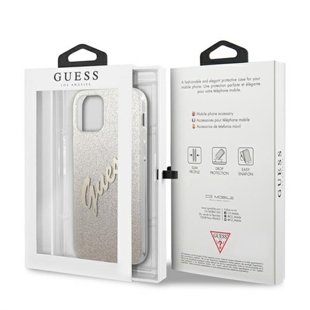 Guess GUHCP12MPCUGLSGO iPhone 12/12 Pro 6.1&quot  gold/gold hardcase Glitter Gradient Script 7