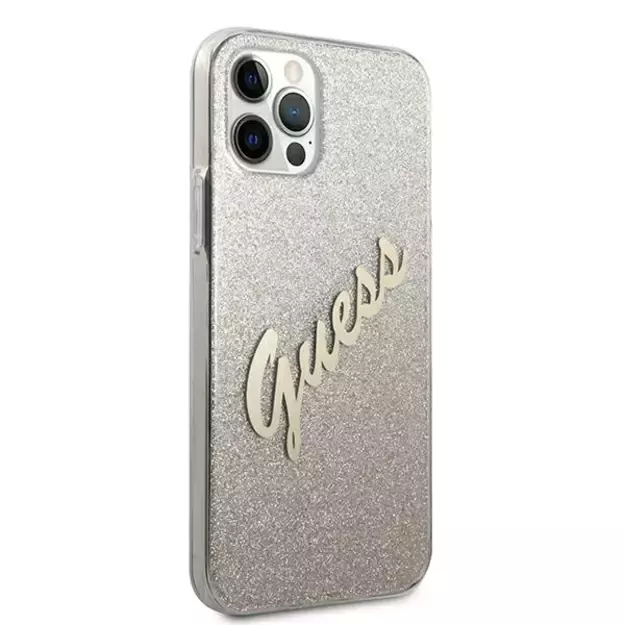 Guess GUHCP12MPCUGLSGO iPhone 12/12 Pro 6.1&quot  gold/gold hardcase Glitter Gradient Script 10