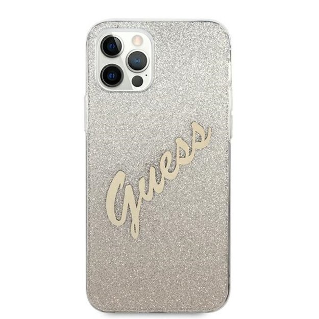 Guess GUHCP12MPCUGLSGO iPhone 12/12 Pro 6.1&quot  gold/gold hardcase Glitter Gradient Script 2