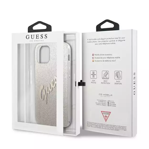 Guess GUHCP12MPCUGLSGO iPhone 12/12 Pro 6.1&quot  gold/gold hardcase Glitter Gradient Script 14