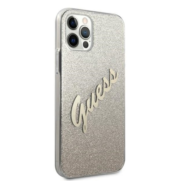 Guess GUHCP12MPCUGLSGO iPhone 12/12 Pro 6.1&quot  gold/gold hardcase Glitter Gradient Script 3