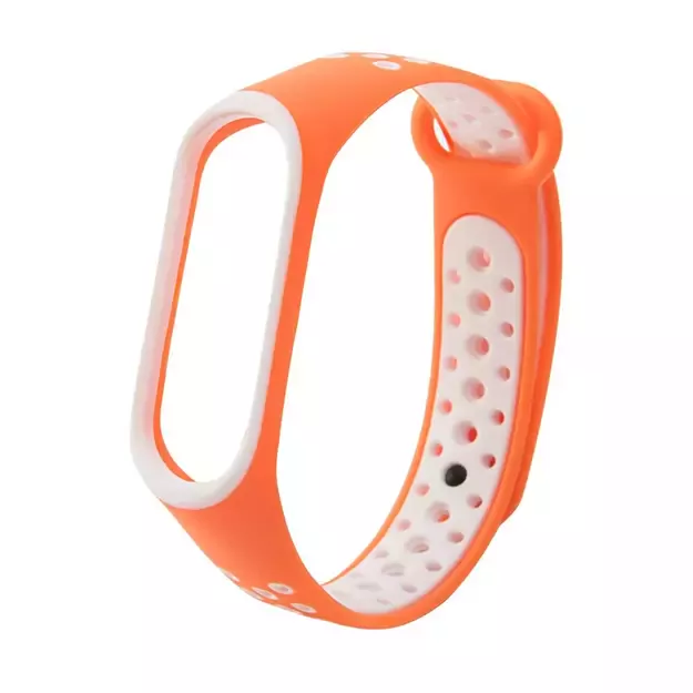Silicone strap for Xiaomi Mi Band 3 / 4 wristband strap - orange - white