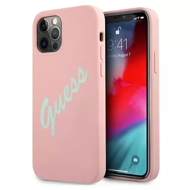 Guess GUHCP12MLSVSPG iPhone 12/12 Pro 6.1&quot  rose green/green pink hardcase Silicone Vintage