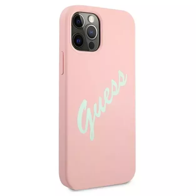 Guess GUHCP12MLSVSPG iPhone 12/12 Pro 6.1&quot  rose green/green pink hardcase Silicone Vintage 3