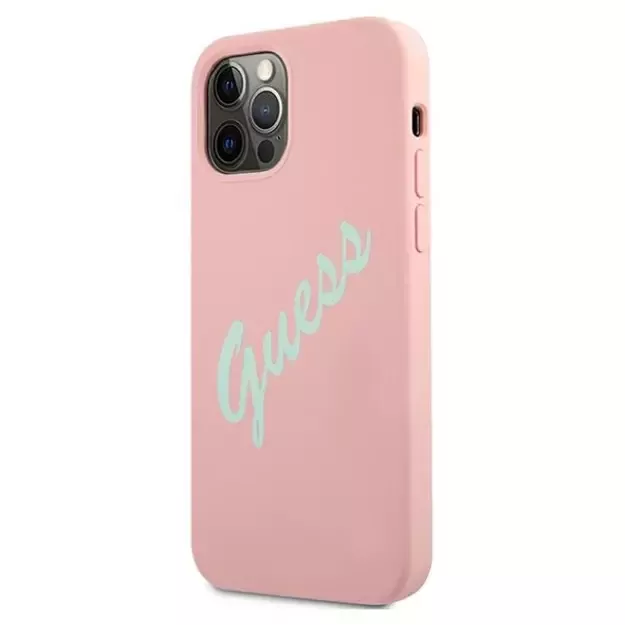 Guess GUHCP12MLSVSPG iPhone 12/12 Pro 6.1&quot  rose green/green pink hardcase Silicone Vintage 1
