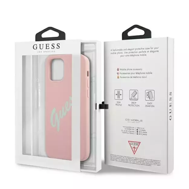 Guess GUHCP12MLSVSPG iPhone 12/12 Pro 6.1&quot  rose green/green pink hardcase Silicone Vintage 7
