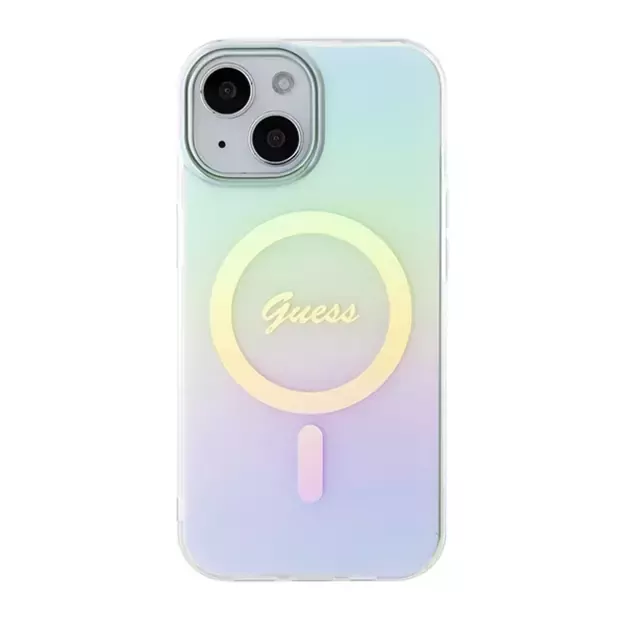 Guess GUHMP15SHITSQ iPhone 15 6.1&quot  turquoise/turquoise hardcase IML Iridescent MagSafe 9