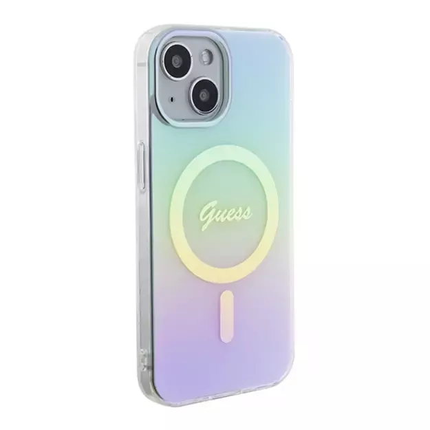 Guess GUHMP15SHITSQ iPhone 15 6.1&quot  turquoise/turquoise hardcase IML Iridescent MagSafe 10