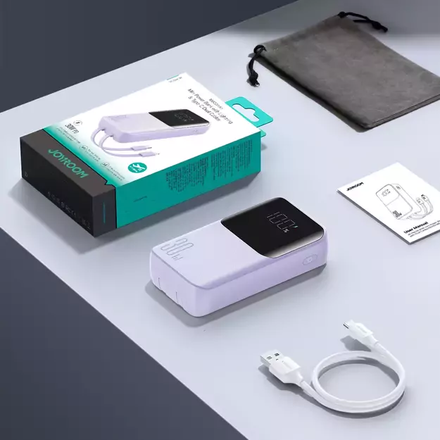 Joyroom JR-PBC06 mini power bank with built-in USB-C / Lightning cables 30W 10000mAh - purple 8