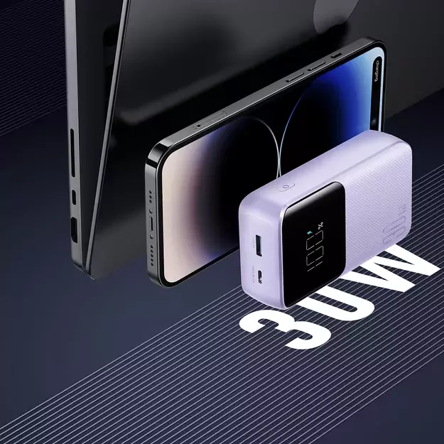 Joyroom JR-PBC06 mini power bank with built-in USB-C / Lightning cables 30W 10000mAh - purple 10