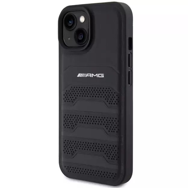AMG Leather Debossed Lines case for iPhone 15 Plus - black 1