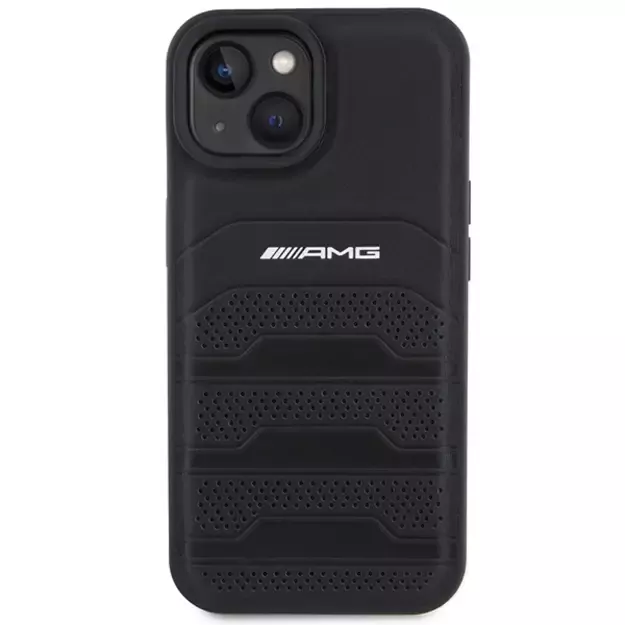 AMG Leather Debossed Lines case for iPhone 15 Plus - black 2