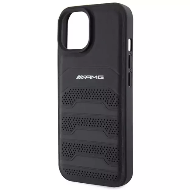 AMG Leather Debossed Lines case for iPhone 15 Plus - black 5