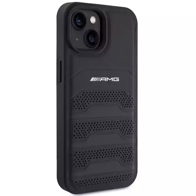 AMG Leather Debossed Lines case for iPhone 15 Plus - black 3