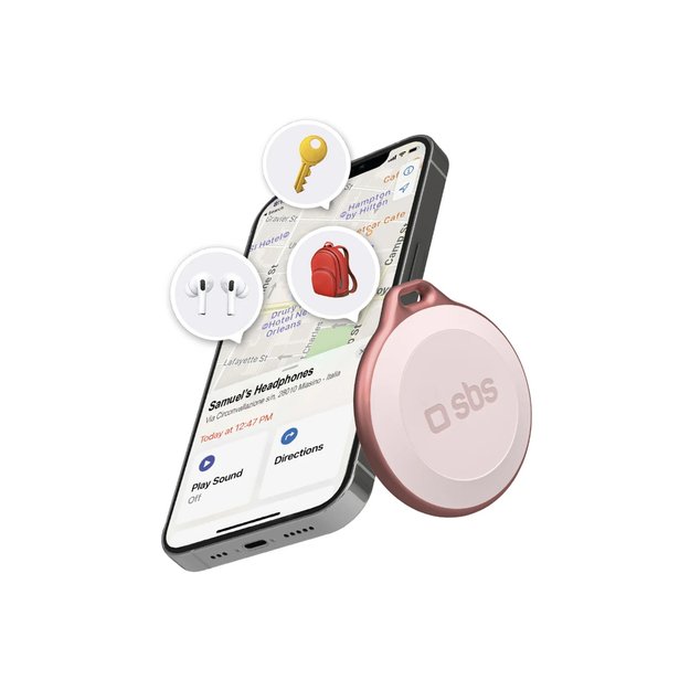 SBS Track My Circle Waterproof IP65 Locator Compatible with Apple Find My - Pink