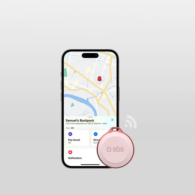 SBS Track My Circle Waterproof IP65 Locator Compatible with Apple Find My - Pink 2