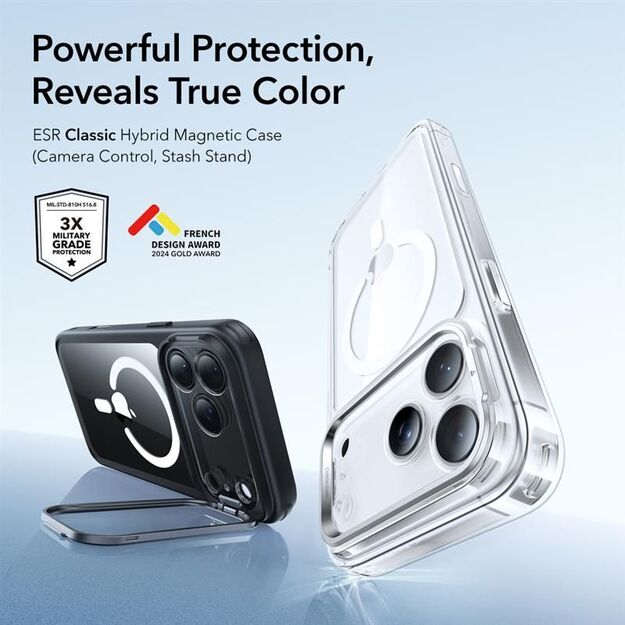 ESR Classic Hybrid Kickstand MagSafe Case for iPhone 17 Pro - Clear Black 3