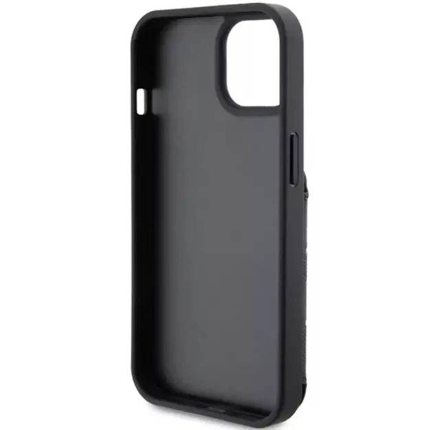 Karl Lagerfeld Saffiano Cardslots and Stand Monogram Ikonik Patch case for iPhone 15 - black 6