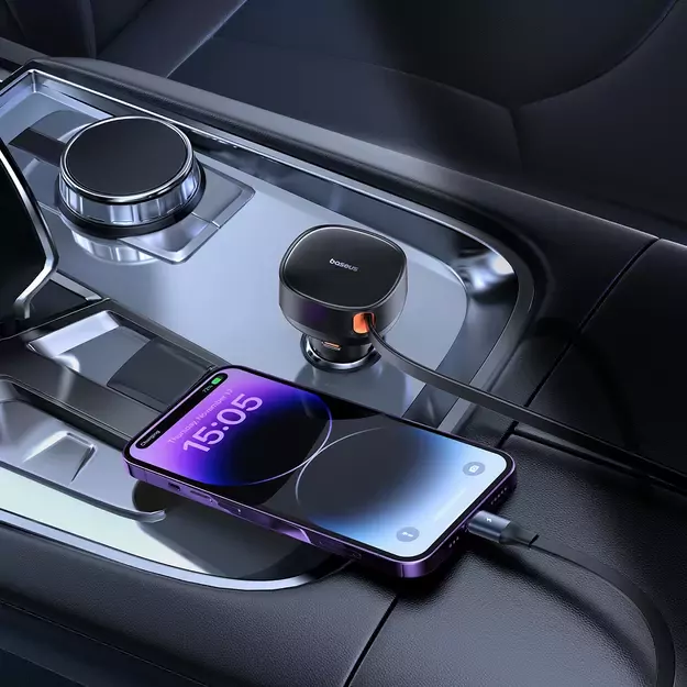 Baseus Enjoyment Pro USB-C (female) / Lightning (male) 60W car charger - black 5