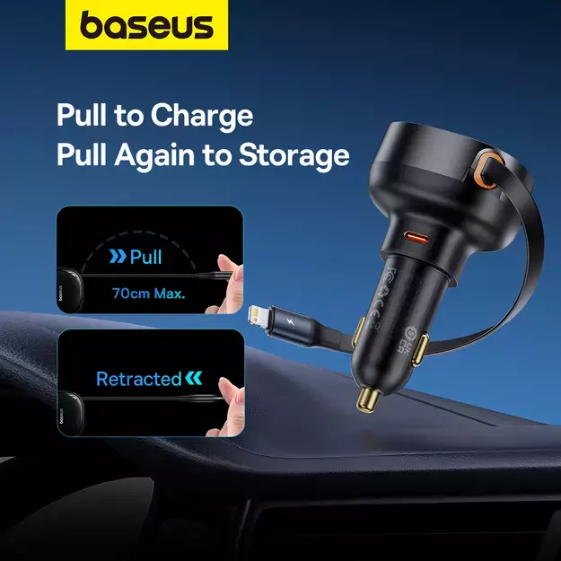 Baseus Enjoyment Pro USB-C (female) / Lightning (male) 60W car charger - black 11