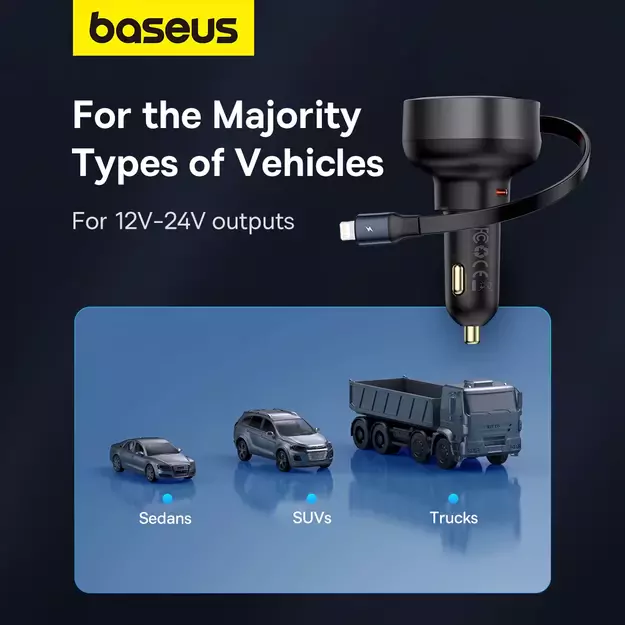 Baseus Enjoyment Pro USB-C (female) / Lightning (male) 60W car charger - black 15