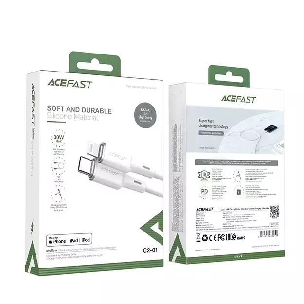Acefast cable MFI USB Type C - Lightning 1.2m, 30W, 3A black (C2-01 black) 9