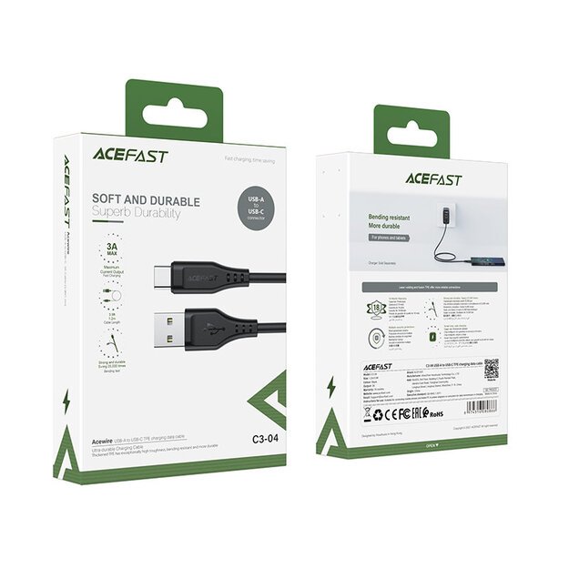Acefast USB cable - USB Type C 1.2m, 3A black (C3-04 black) 17