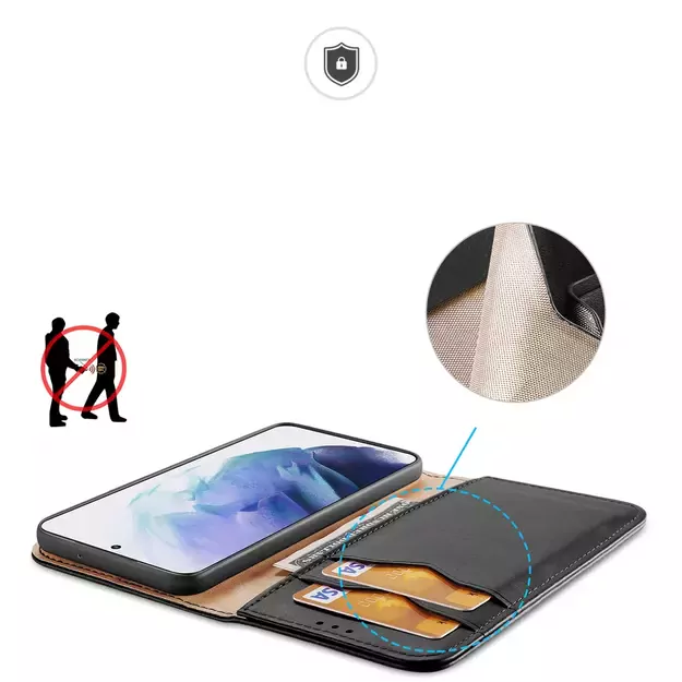 Dux Ducis Hivo Leather Flip Cover Genuine Leather Wallet For Cards And Documents Samsung Galaxy S22 + (S22 Plus) Black 2