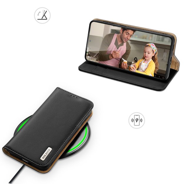 Dux Ducis Hivo Leather Flip Cover Genuine Leather Wallet For Cards And Documents Samsung Galaxy S22 + (S22 Plus) Black 42