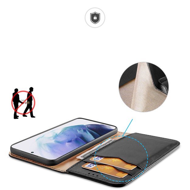 Dux Ducis Hivo Leather Flip Cover Genuine Leather Wallet For Cards And Documents Samsung Galaxy S22 + (S22 Plus) Black 24