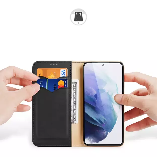 Dux Ducis Hivo Leather Flip Cover Genuine Leather Wallet For Cards And Documents Samsung Galaxy S22 + (S22 Plus) Black 1