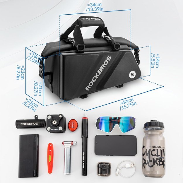 Rockbros 30140090001 bicycle bag for trunk 11.6l - black 8