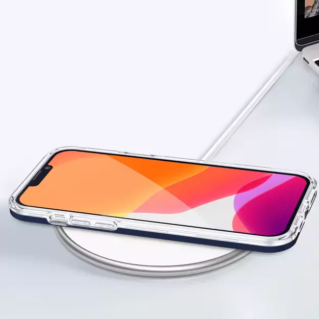 Clear 3in1 case for iPhone 13 Pro blue frame gel cover 7