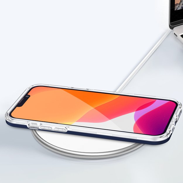 Clear 3in1 case for iPhone 13 Pro blue frame gel cover 12