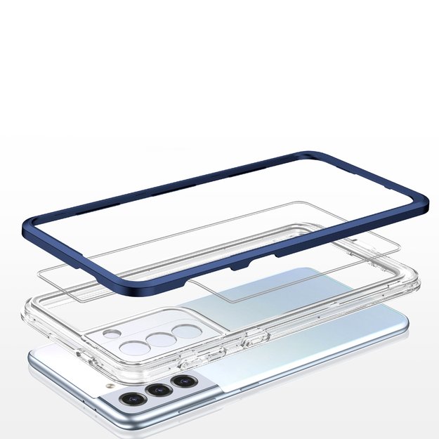 Clear 3in1 Case for Samsung Galaxy S21 + 5G (S21 Plus 5G) Frame Gel Cover Blue 10