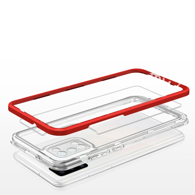 Clear 3in1 case for Samsung Galaxy A03s (166) frame gel cover red 10