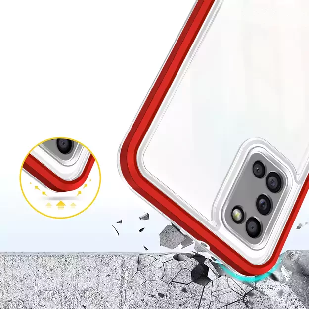 Clear 3in1 case for Samsung Galaxy A03s (166) frame gel cover red 5